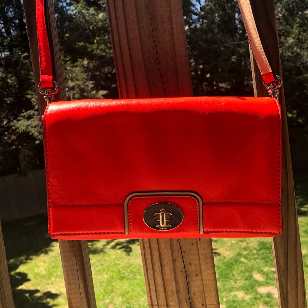 Kate Spade bright red leather crossbody